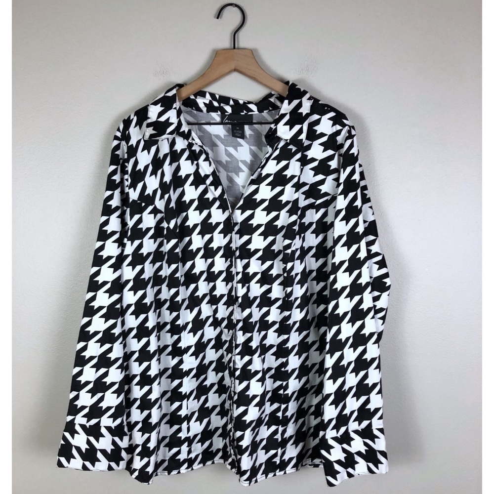 NEW Lane Bryant Houndstooth Button Down Shirt 28